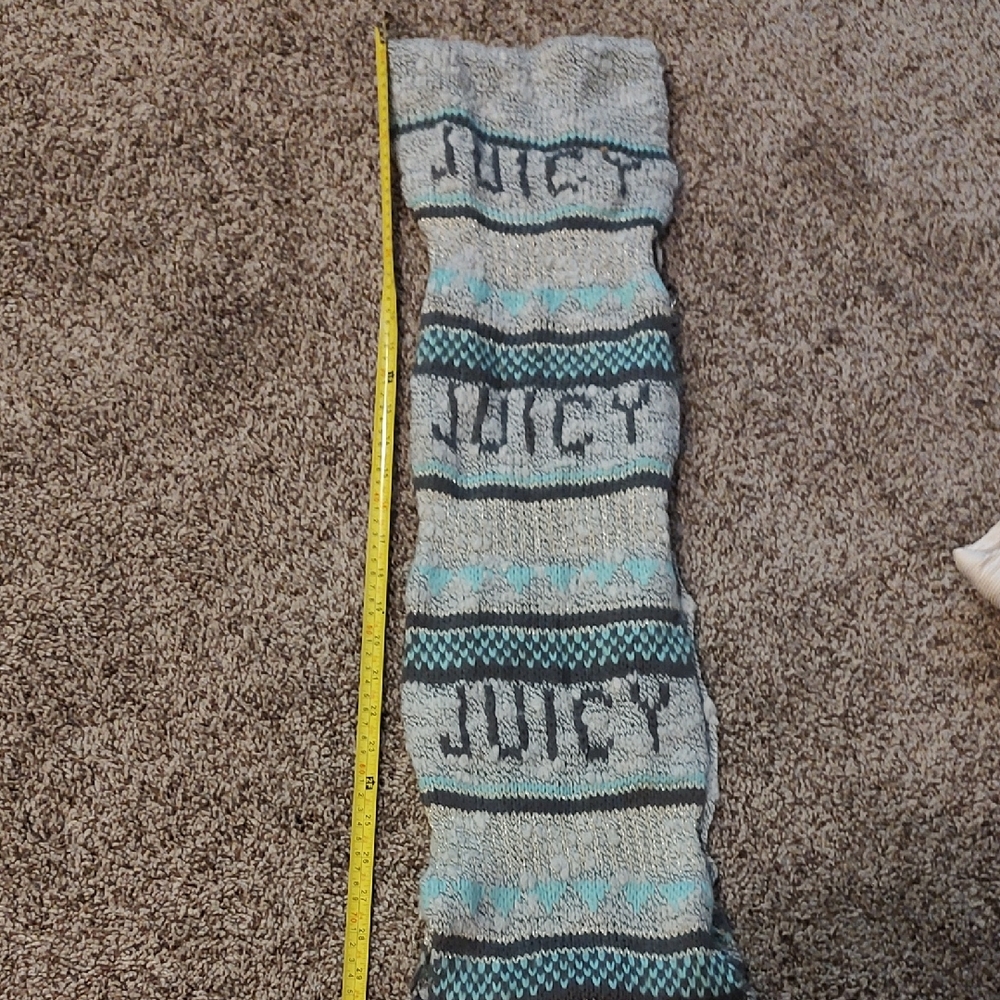 Juicy Couture Knitted Teal Silver Gold And Grey Knitted Infinity Scarf